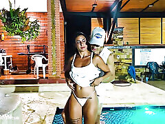 Stepsiblings fuck in an outdoor pool - Max Betancur and Helena Costelo