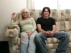 Tiny BBW Smoking Stepmother and Stepson Fuck for Science