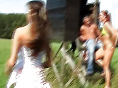 Horny dude fucks two amazing indian dunk gril babes outdoors