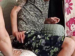 neighbor sucks cock after work and gets a portion of cum in her mouth