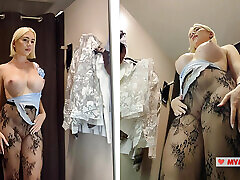 Blonde with big Tits shemale fucking the inflatable doll on xsx video com Clothes in Mall. Milf in Fitting Room