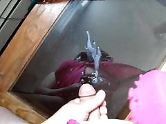 Cumming on a glass table