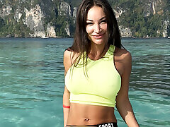 Beautiful Monika Fox In Green Top In Tropics