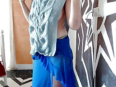 Sisi milf hanging beautifully while knitting a blouse