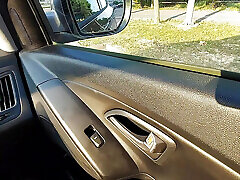 Sexy mature in short skirt and heels teases her driver in public on the way to the office. First part.