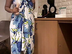 Balinese girl who gets aroused when she is alone at home cooking in the kitchen