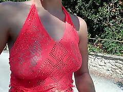 walking, flashing tits and pussy, plus pissing in public in Croatia