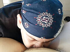 Licking a big hairy pussy of the wife