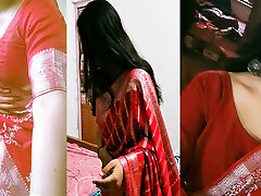 desi village Bhabhi tight pussy hard porto sexy pussy video, Indian slut wife wearing beautiful red saree