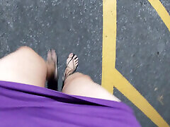 Fag CD exposing her ass in the great outdoors at night after a Blowjob and anal.