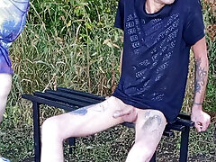 neighbor sucks my dick in watch porn av wwe stephanie sex video on a bench until I cum