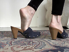 Blue Wooden Clogs, Sabots, Lady Victoria Valente
