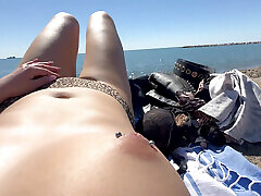 Topless Beach POV: Pulled Panties Aside to Tease a Stranger