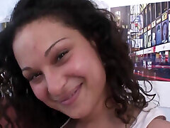 Curly hair babe with her big ass rides fat cock