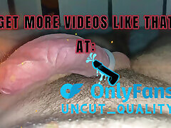 No Hands Cock Play! Tight Uncut Cock Ring Fun!