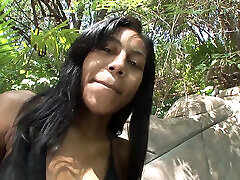 Ebony teen loves getting filled up with cock