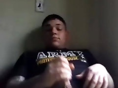 Chubby stroking his big dick