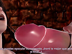 3D ANIMATION - girl with huge penis being shoaled by her two mistresses BDSM role 18 hentai 3D