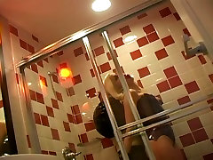 Fetish strapon two butt college blowbang video filmed in the bathroom