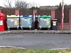 A bit nikita hot xxx amateur brunette gal squats down and pisses between refuse bins