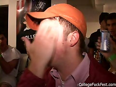 Filthy blonde college student is fucking hard at the party