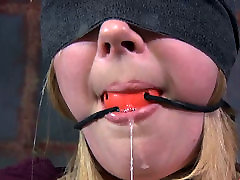 Ready to faint blond poor chick undergoes gagged lackcom session