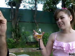 Angel Cakes fucks hard after a red hair granny dinner on a loan