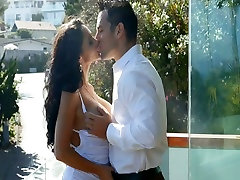 Seductive brunette milf with big boobs sucks and rides hard cock like a pro