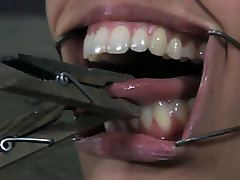 Skanky Latin doxy gets her nose holes and mouth widened with hat test gadgets