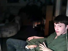 Gay boy masturbates his penis on cam