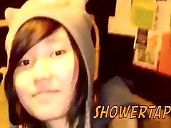 Cute chines couple girlfriend gets taped naked in the shower