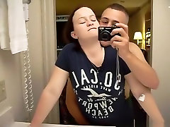Dirty talking chubby girl watches herself get doggystyle fucked in the mirror