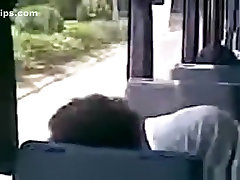 Voyeur tapes an arab hijab girl blowing her bfs cock in a public bus