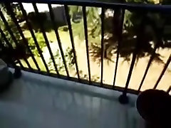 French couple has fuck with 6 man on a balcony in paris