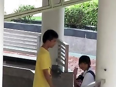 Voyeur tapes an asian girl fucking her bf in public