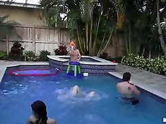 Young girls very cuckold little babysitter Jordan and Skarlit Knight fucked at the pool party