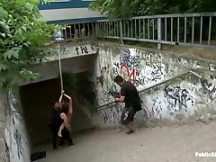 Big natural titted euro girl gets pounded in a public