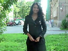 Black-haired shemally girl chick walking naked in public