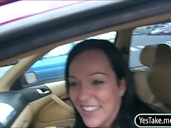 Real amateur sweetie Natali Blue fucked inside her car for some money