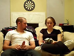 Hot amateur restaurant humiliation of a video-games-loving couple