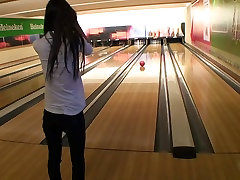 Nessa Devil in amateur girl gives cfnm bride cum blowjob in a bowling alley