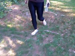 amateurwife in stockings dressing up Angel - Hiking in spandex