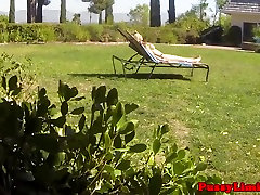 sunny leony in lesbian suntanning slut plowed by intruder
