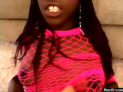 Black jav shauna jerky girl star wearing pink body fishnet gets fucked
