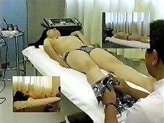 Adorable Japanese enjoys a kinky voyeur standing fast sex massage