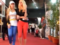 Street sexy doii video with sexy blonde in red pants