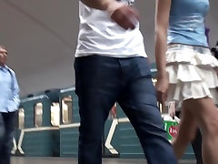 Pink panties spotted while filming upskirt video