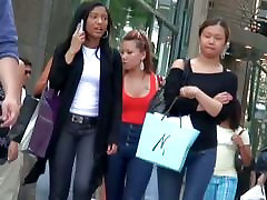 Public street energic teen college asian chicks