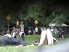 Horny park penis vaxxxm pumping of girl relaxing on summer midday