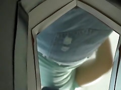 Hidden voyeur cam is shooting her naughty yoga white panty